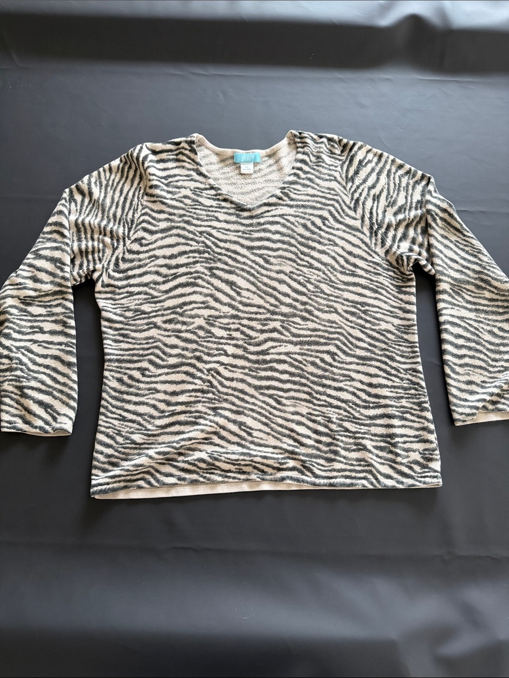 Jennifer Moore Women’s' Zebra-Print Long Sleeve Top - Beige & Black
